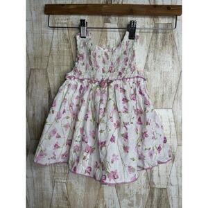 Vintage Little Bitty 24 Month Baby Pink Floral Sundress‎ Eyelet Cottagecore